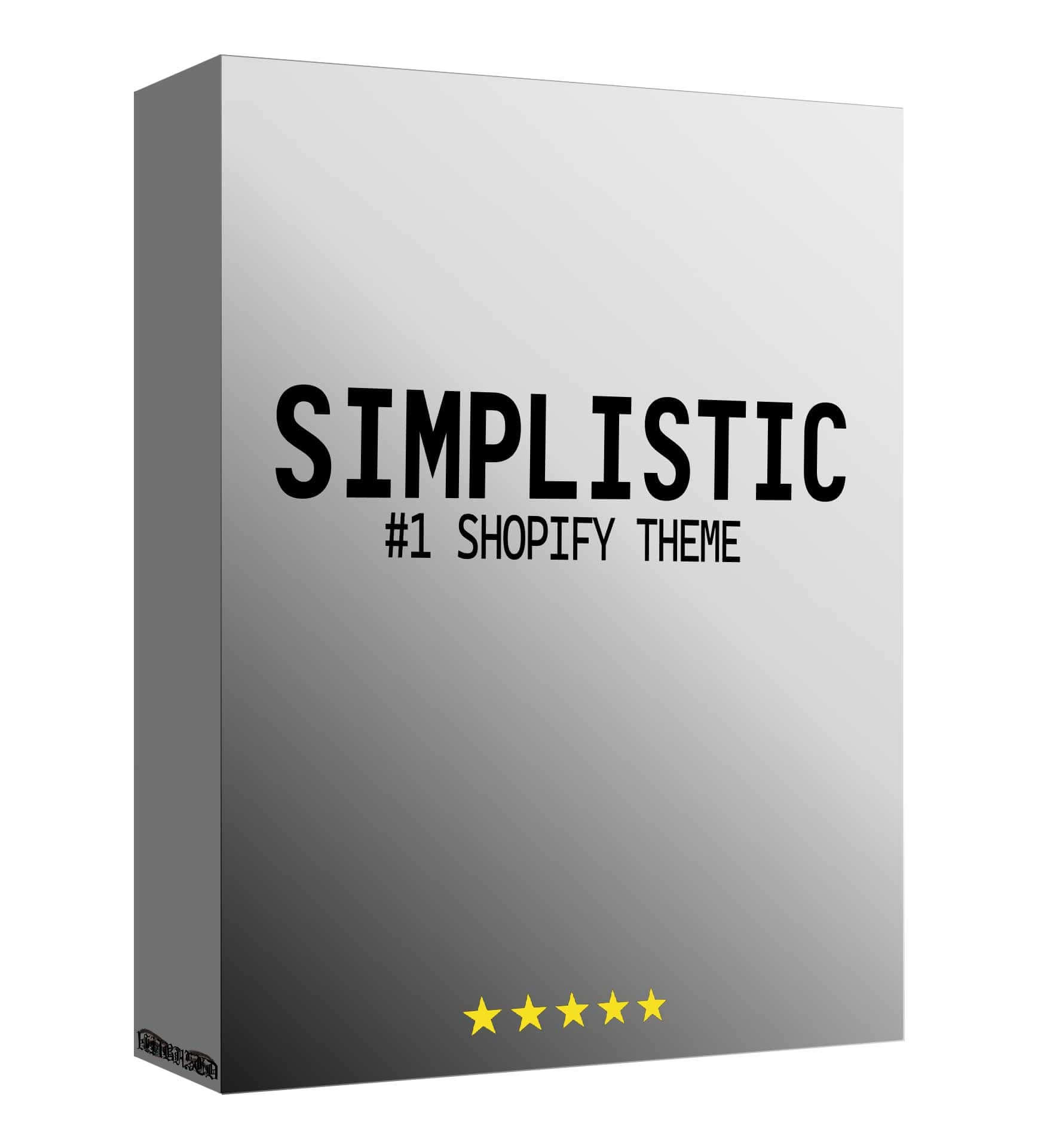 Simplistic V2 Shopify theme box showing #1 ranking and five-star rating, ideal for building an online store.